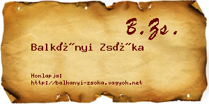 Balkányi Zsóka névjegykártya